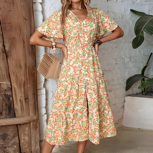 Floral Whispers Midikleid